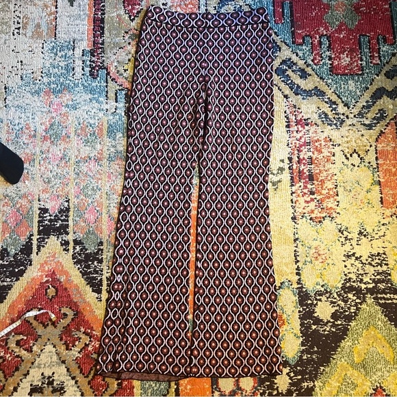 Mango Retro-print pants women’s XL - Picture 3 of 7